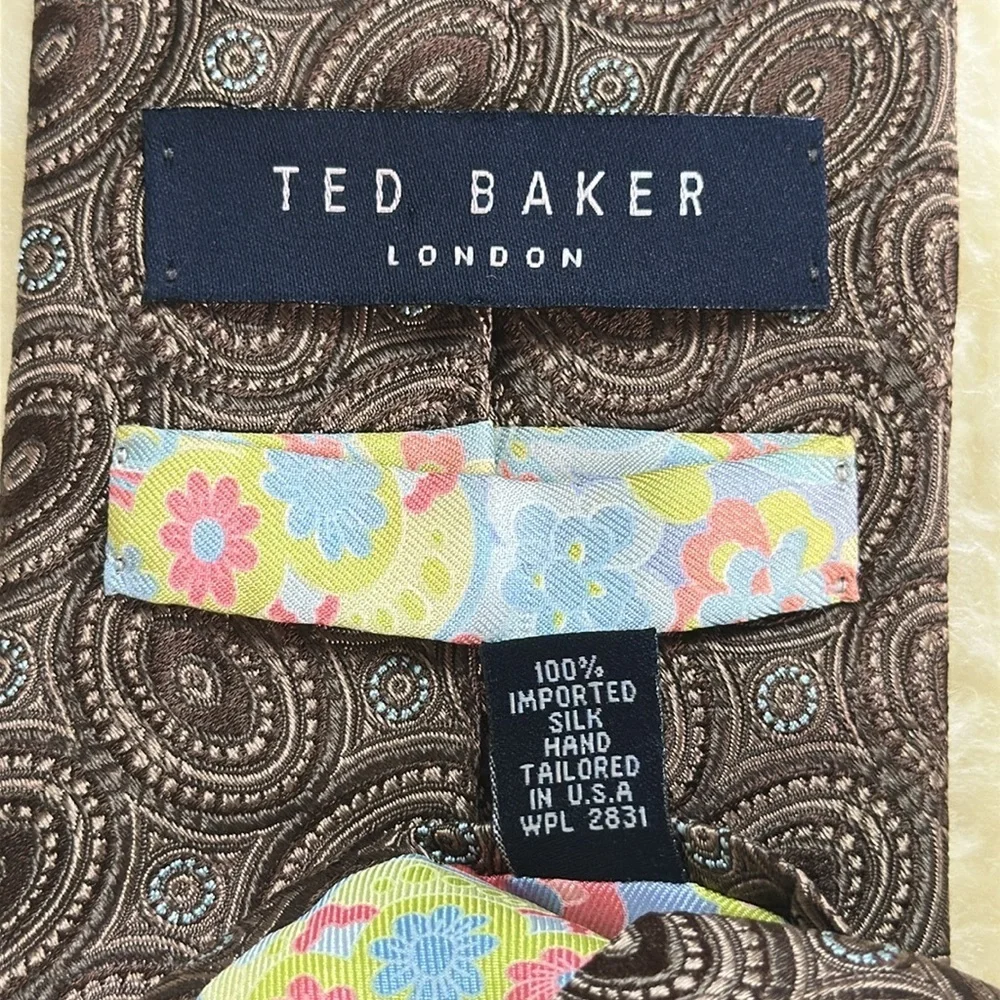 TED BAKER LONDON Men’s 100% Silk Tie Hand Tailored in USA
